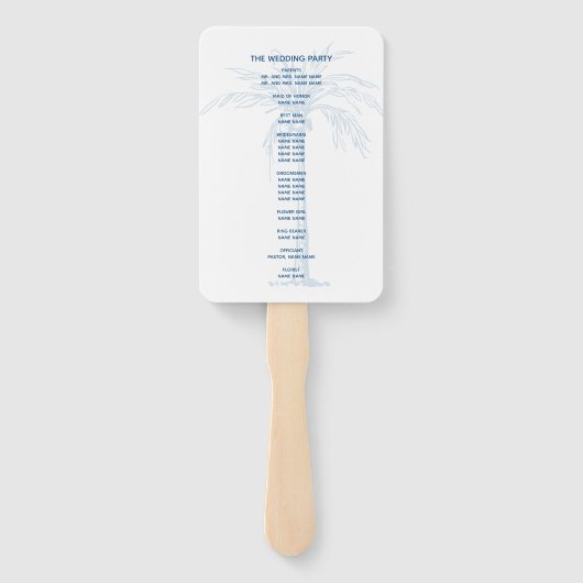 Éventail Moderne Blue Palm Tropical Beach Wedding Programme (Dos)