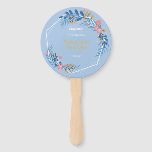 Éventail Moderne Cadre blanc géométrique cadre rose (Devant)