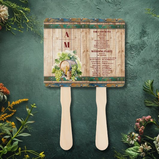 Éventail Moderne Chic Aquarelle Vignoble Paysage Mariage