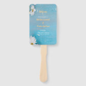 Éventail Moderne élégant chic blanc floral avec bleu (Devant)