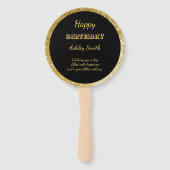 Éventail Moderne élégant chic noir et or doux 16 (Dos)