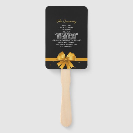 Éventail Moderne élégant chic noir et or programme de maria (Dos)