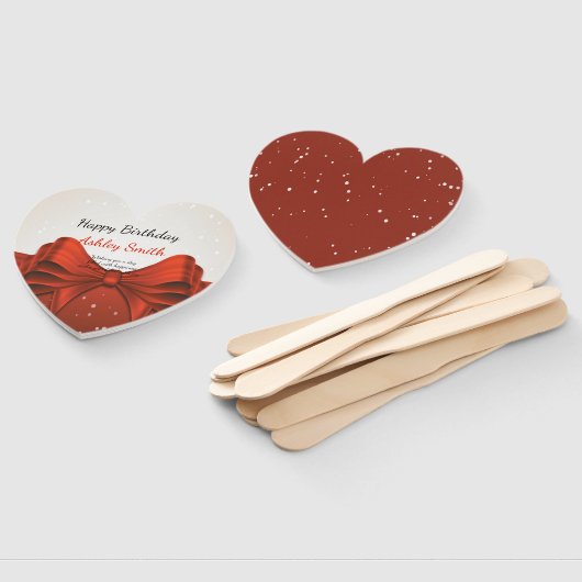 Éventail Moderne élégant chic ruban rouge doux 16 (Non-assemblé)