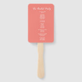 Éventail Moderne Élégant Programme de Mariage Corail Ventil (Dos)