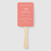 Éventail Moderne Élégant Programme de Mariage Corail Ventil (Devant)