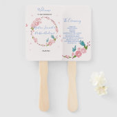 Éventail Moderne élégant rose chic Floral avec papillon (Devant et derrière)