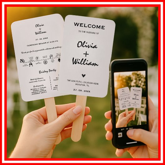 Éventail Moderne Élégante Simple Cérémonie de Mariage