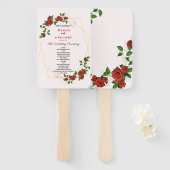 Éventail Moderne Géométrique Fleur main rouge (Devant et derrière)
