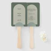 Éventail Moderne Green Boho Arch Programme de mariage géomé (Devant et derrière)