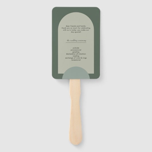 Éventail Moderne Green Boho Arch Programme de mariage géomé (Dos)