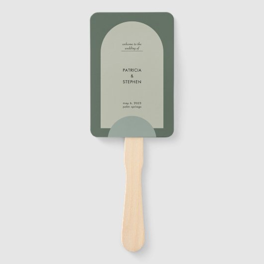 Éventail Moderne Green Boho Arch Programme de mariage géomé (Devant)