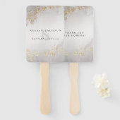 Éventail Moderne Luxe Gold Flecks Gris Mist Mariage (Devant et derrière)