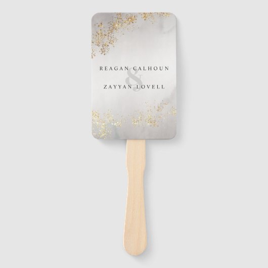Éventail Moderne Luxe Gold Flecks Gris Mist Mariage (Devant)