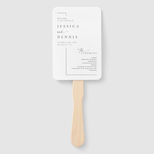 Éventail Moderne minimal Élégant Script Programme de Mariag (Devant)