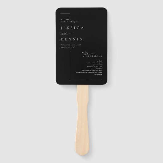 Éventail Moderne minimal Élégant Script Programme de Mariag (Devant)