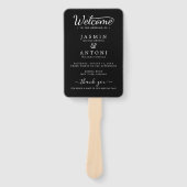 Éventail Moderne Minimaliste Script Noir | Mariage (Devant)