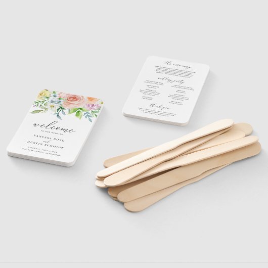 Éventail Moderne Pêche Florale Élégant programme de mariage (Non-assemblé)