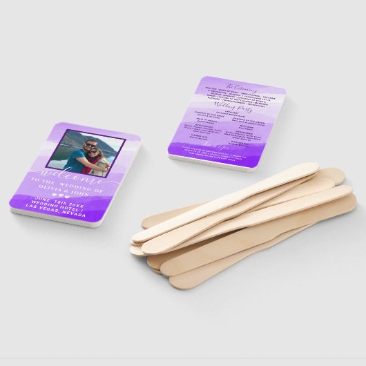 Éventail Moderne Purple Aquarelle photo mariage Programme H (Non-assemblé)