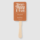 Éventail Moderne Retro Orange Wedding Programme (Devant)