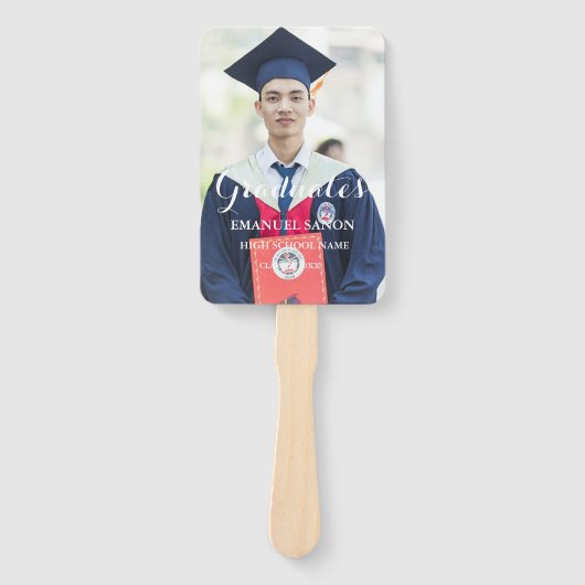 Éventail Moderne Script Graduate Classic Photo Preppy (Devant)