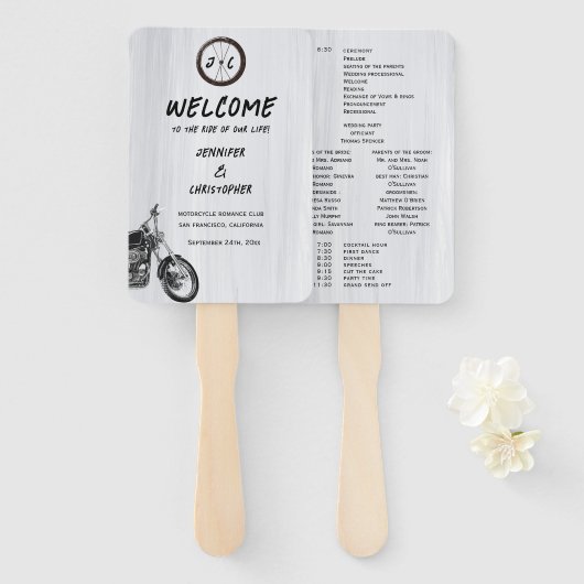 Éventail Moderne Simple Motorcycle programme de mariage d'a (Devant et derrière)