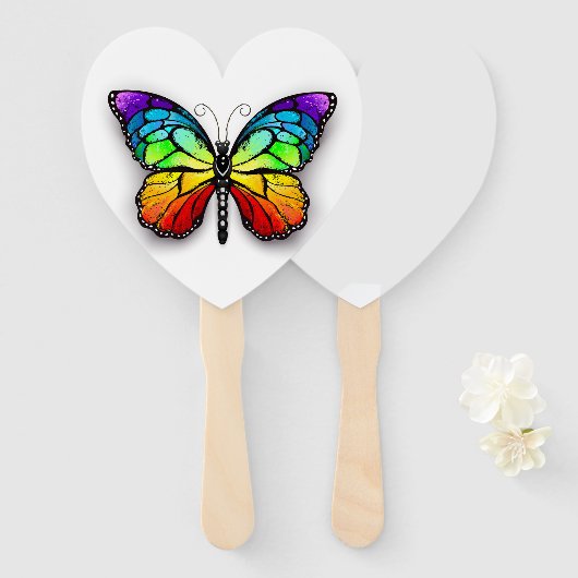 Éventail Monarque papillon arc-en-ciel (Devant et derrière)