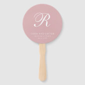 Éventail Monogram Élégant Rose Poussiéreuse Mariage Formel (Dos)