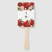 Éventail Monogram Poinsettia Floral Mariage de Noël (Devant)