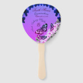 Éventail Monogram Quinceañera 15 Prise du papillon de vol (Devant)