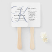 Éventail Monogramme classique moderne Dusty Blue | MARIAGE (Devant et derrière)
