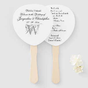 Éventail Monogramme classique Romantique mariage blanc