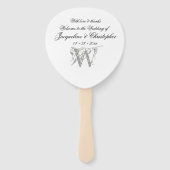 Éventail Monogramme classique Romantique mariage blanc (Devant)