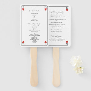 Éventail Monogramme Coeurs Jouer Carte Mariage Programme