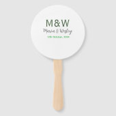 Éventail Monogramme couple gris vert moderne date romantiqu (Dos)