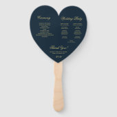 Éventail Monogramme dans Gold Wreath Blue Heart Wedt Progra (Dos)