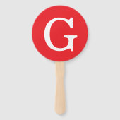 Éventail Monogramme de lettre initiale rouge blanc simple (Dos)