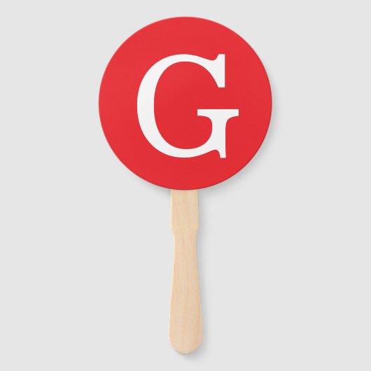 Éventail Monogramme de lettre initiale rouge blanc simple (Devant)