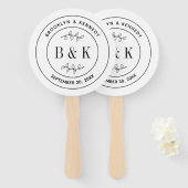 Éventail Monogramme du nom du couple de mariés floral botan (Devant et derrière)