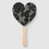 Éventail Monogramme Élégant Fleur Floral en Dentelle Noire (Dos)