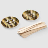 Éventail Monogramme en bambou rustique Lignes verticales Mo (Non-assemblé)