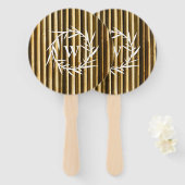 Éventail Monogramme en bambou rustique Lignes verticales Mo (Devant et derrière)