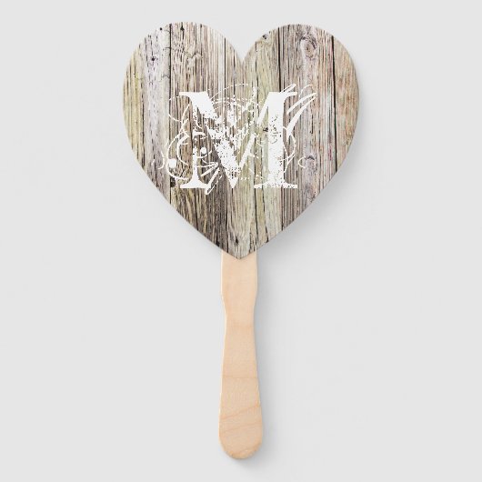 Éventail Monogramme en bois rustique (Devant)
