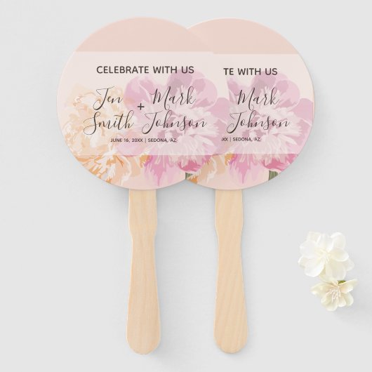 Éventail Monogramme. Fleurs aquarelles. Mariage du printemp (Devant et derrière)