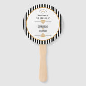 Éventail Monogramme Mariage Art déco noir, or et blanc (Devant)