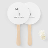 Éventail Monogramme mariage Élégant Simple Minimaliste (Devant et derrière)