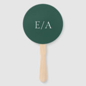 Éventail Monogramme minimal Élégant Mariage vert émeraude (Devant)