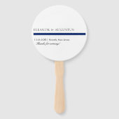 Éventail Monogramme minimal Simple Élégant Mariage bleu mar (Dos)