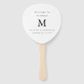 Éventail Monogramme minimum Mariage noir blanc (Devant)