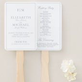 Éventail Monogramme moderne Dusty Blue Script Wedding Progr