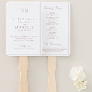 Éventail Monogramme moderne Dusty Rose Script Wedding Progr